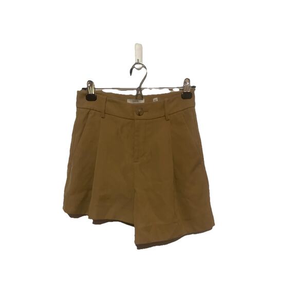 VINCE Size 0 CASUAL TROUSER PLEATED HI-RISE SHORTS Khaki - Picture 1 of 6